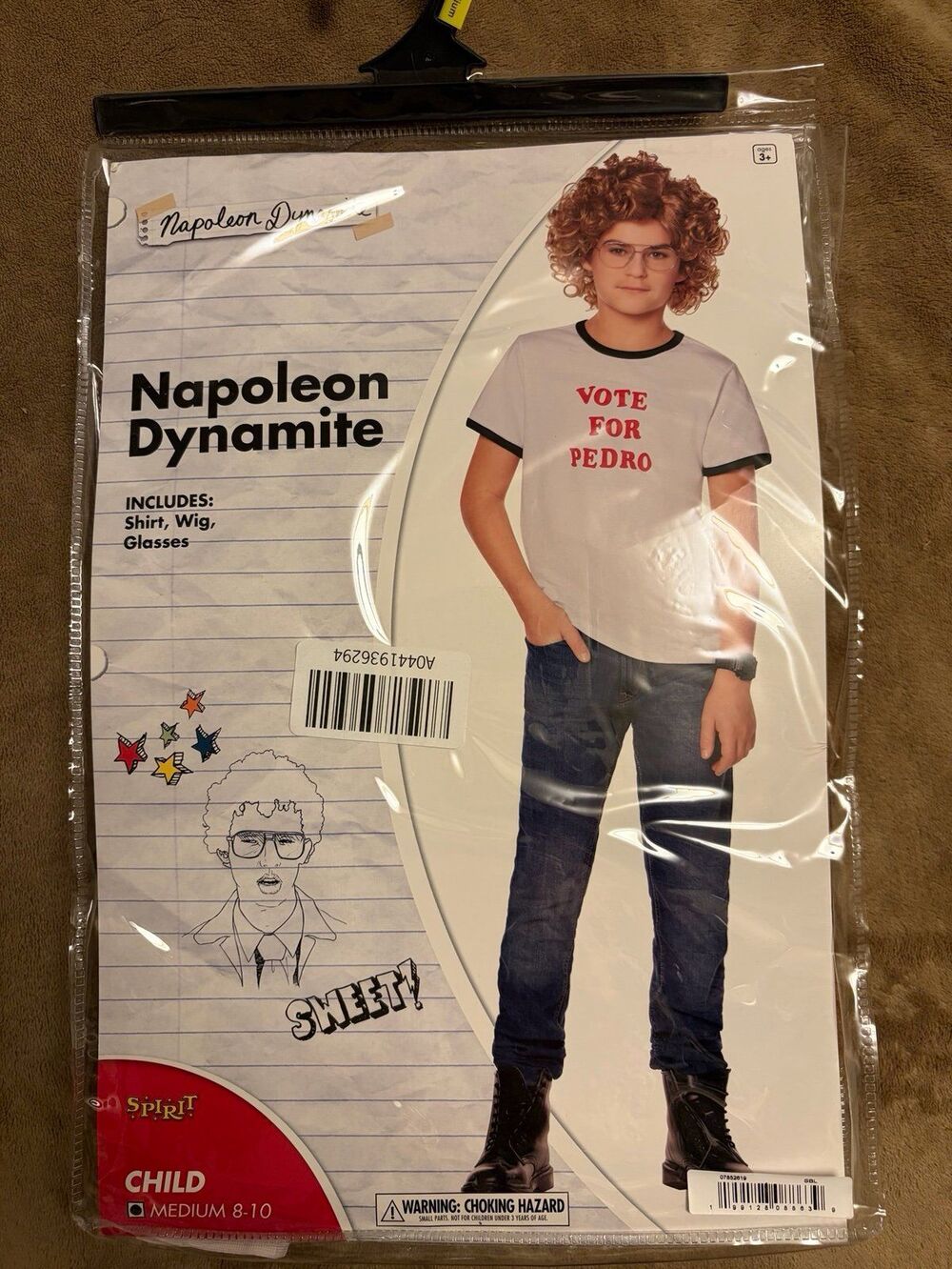 Napoleon Dynamite Costume Youth Medium Shirt Wig Glasses Halloween
